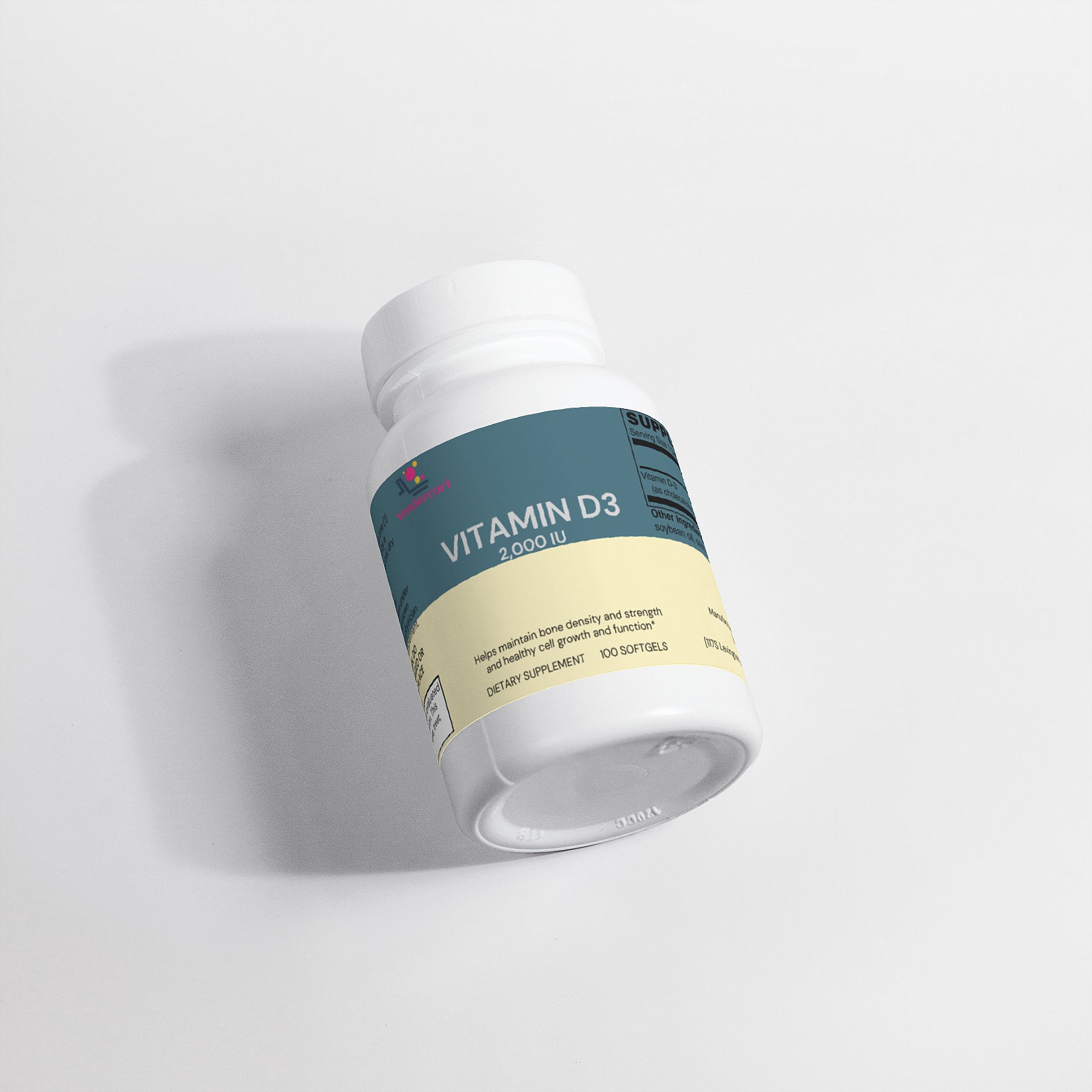 Vitamin D3 2000 IU – Bone Strength, Immune Support & Energy Boost – 100 Softgels Supplement