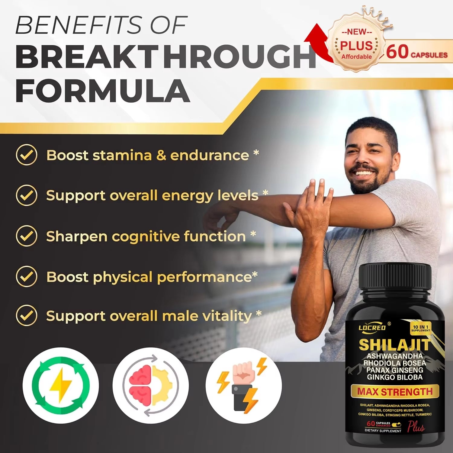 Shilajit Ashwagandha Extra Strength Capsules – Boost Energy, Stamina & Immune Support 60 Capsules