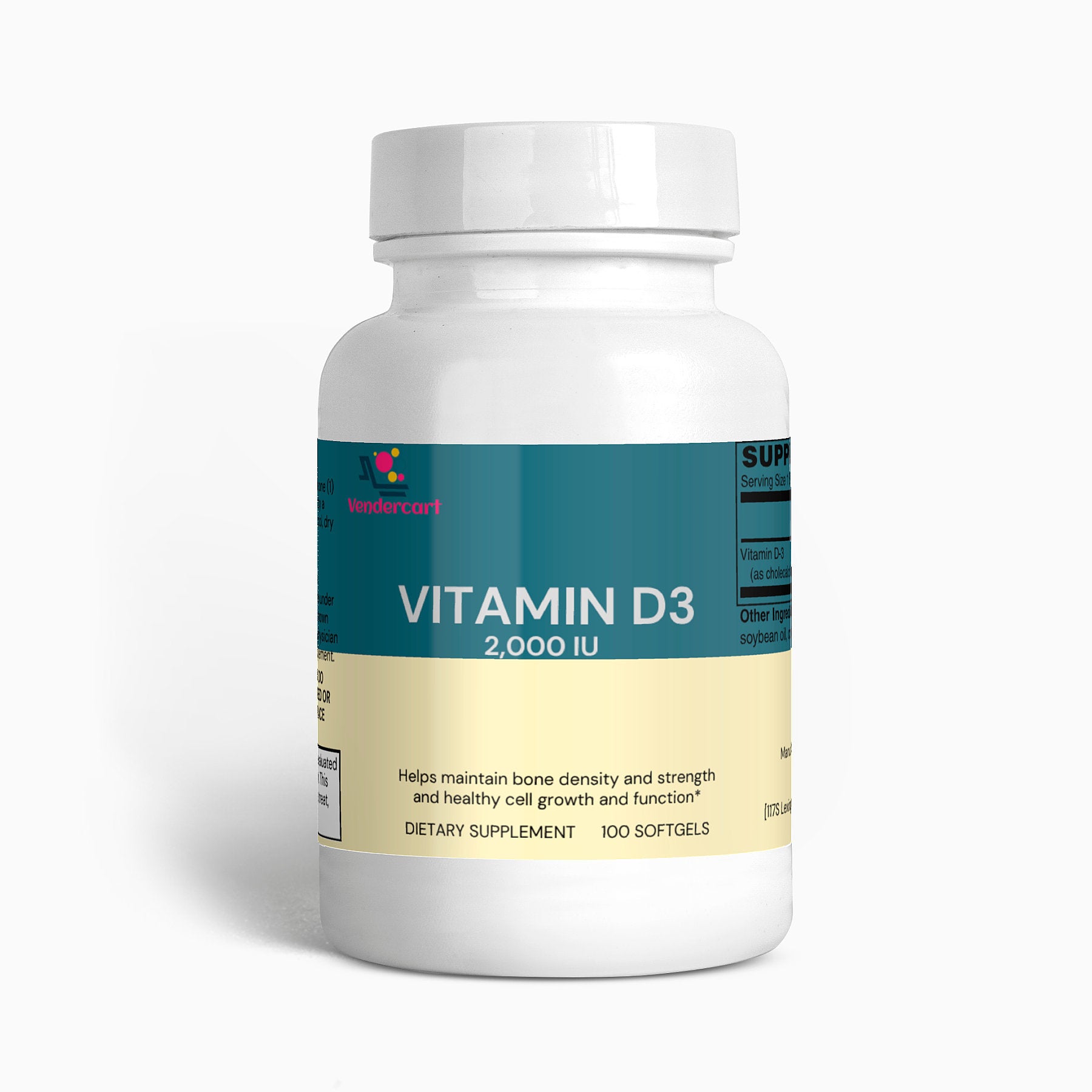 Vitamin D3 2000 IU – Bone Strength, Immune Support & Energy Boost – 100 Softgels Supplement