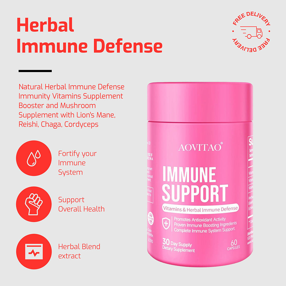 Immune Support Supplement – Vitamins & Herbal Blend for Strong Immunity, Antioxidant Protection, and Daily Wellness – 60 Capsules