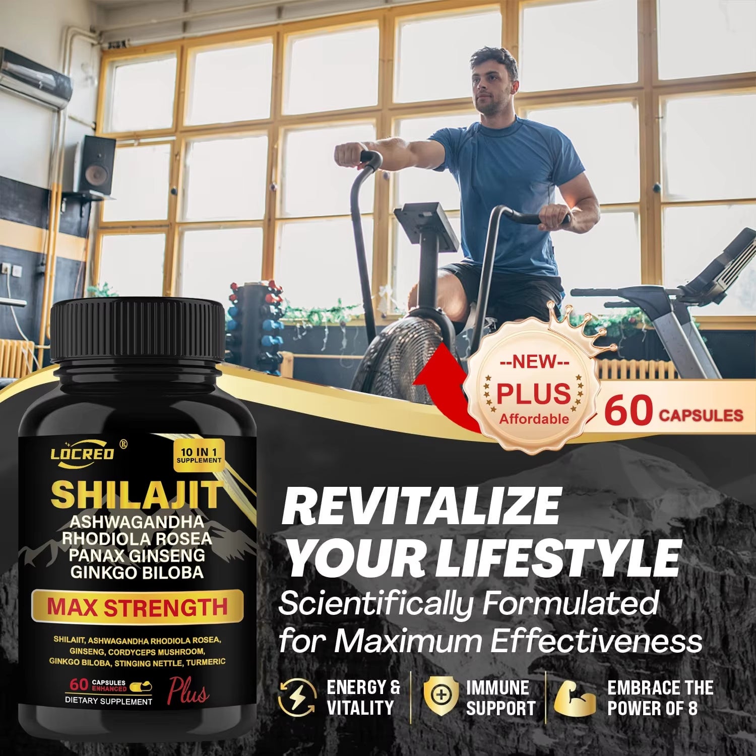 Shilajit Ashwagandha Extra Strength Capsules – Boost Energy, Stamina & Immune Support 60 Capsules