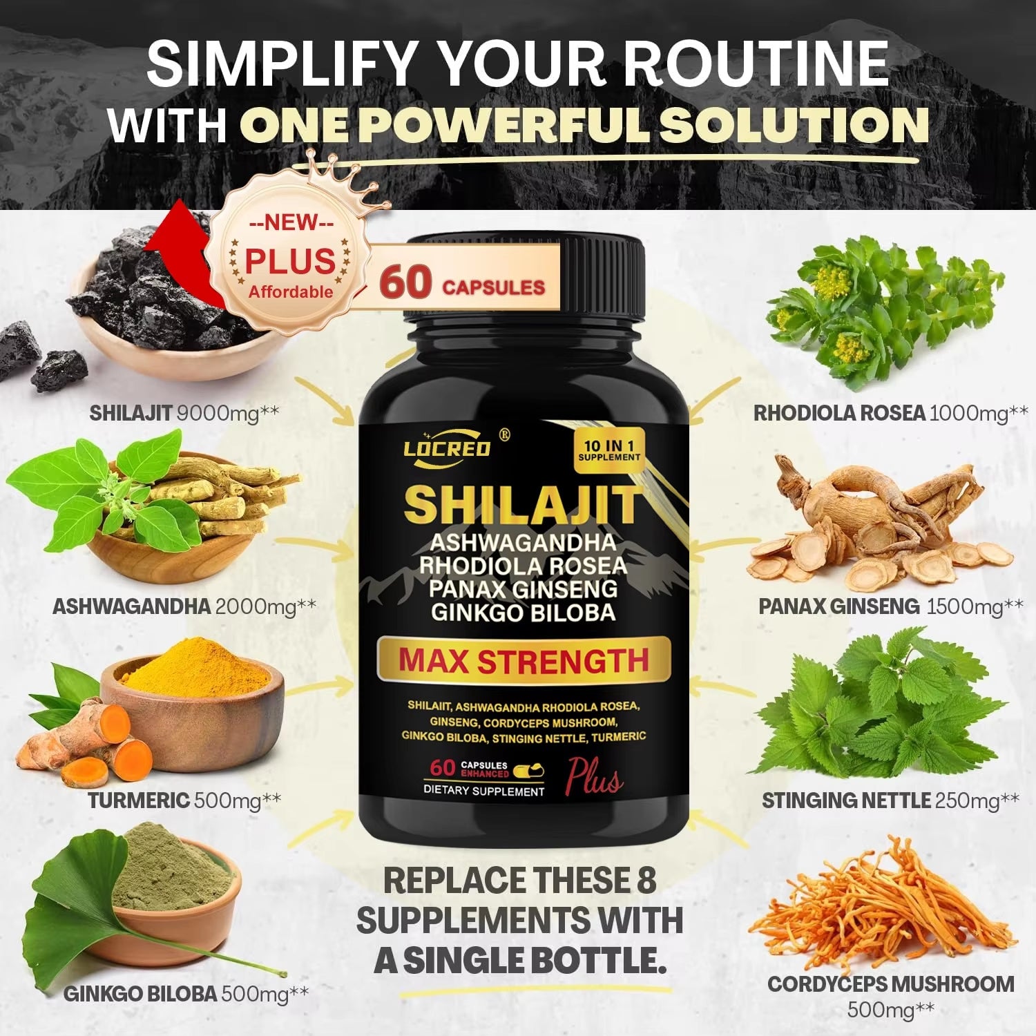 Shilajit Ashwagandha Extra Strength Capsules – Boost Energy, Stamina & Immune Support 60 Capsules