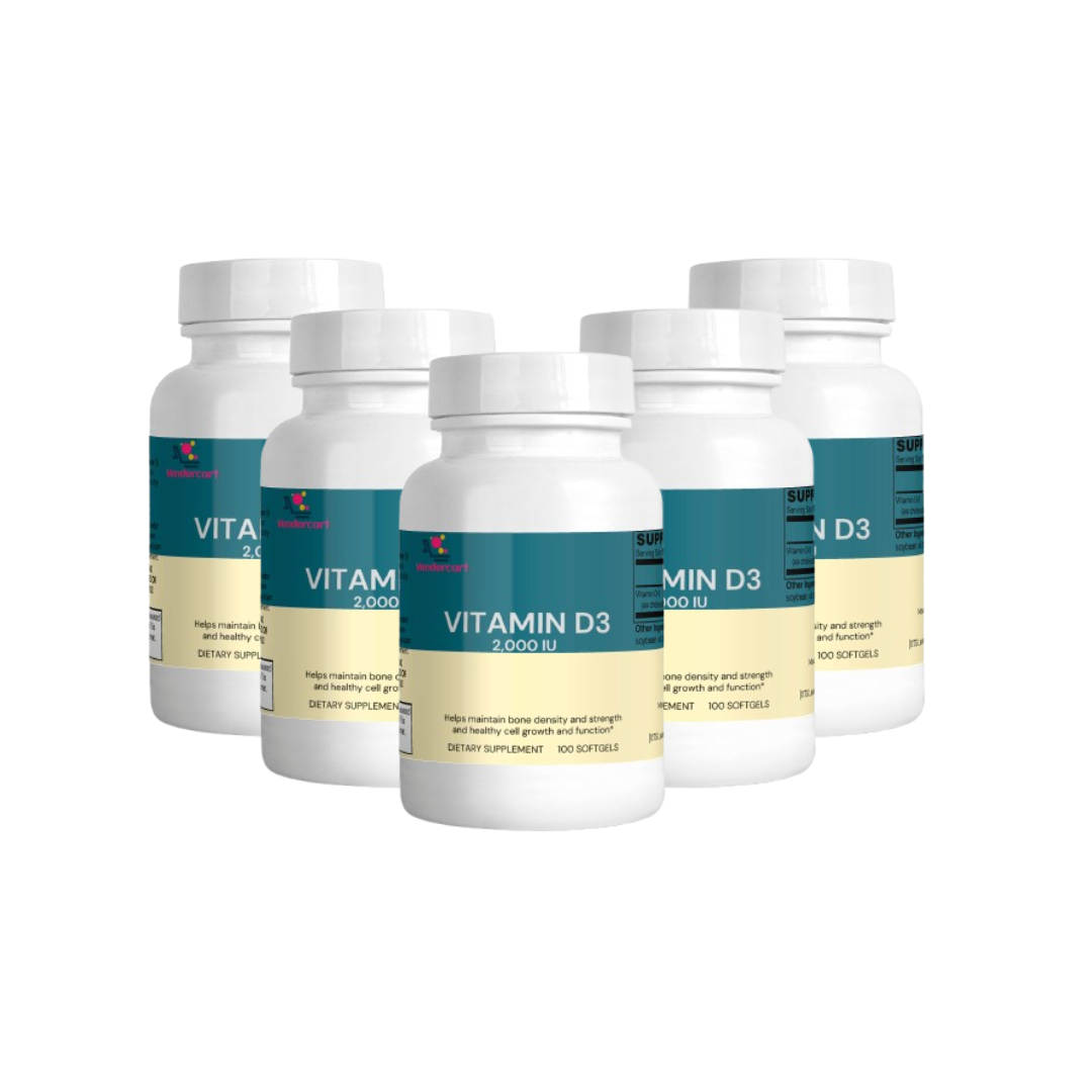 Vitamin D3 2000 IU – Bone Strength, Immune Support & Energy Boost – 100 Softgels Supplement