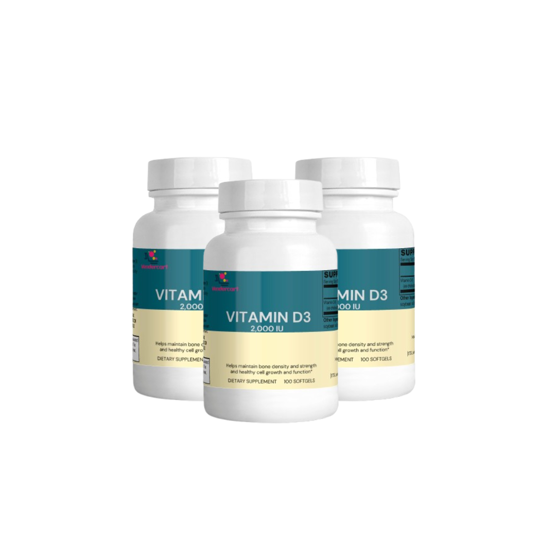 Vitamin D3 2000 IU – Bone Strength, Immune Support & Energy Boost – 100 Softgels Supplement