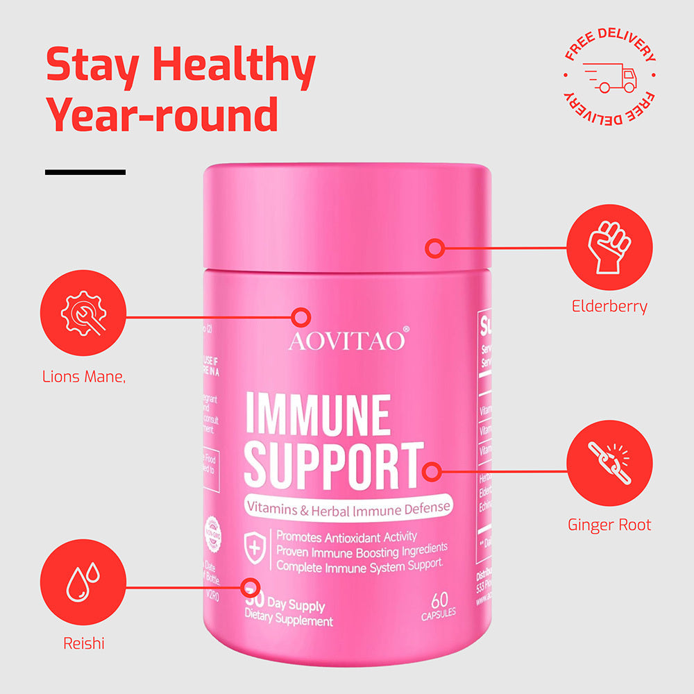 Immune Support Supplement – Vitamins & Herbal Blend for Strong Immunity, Antioxidant Protection, and Daily Wellness – 60 Capsules